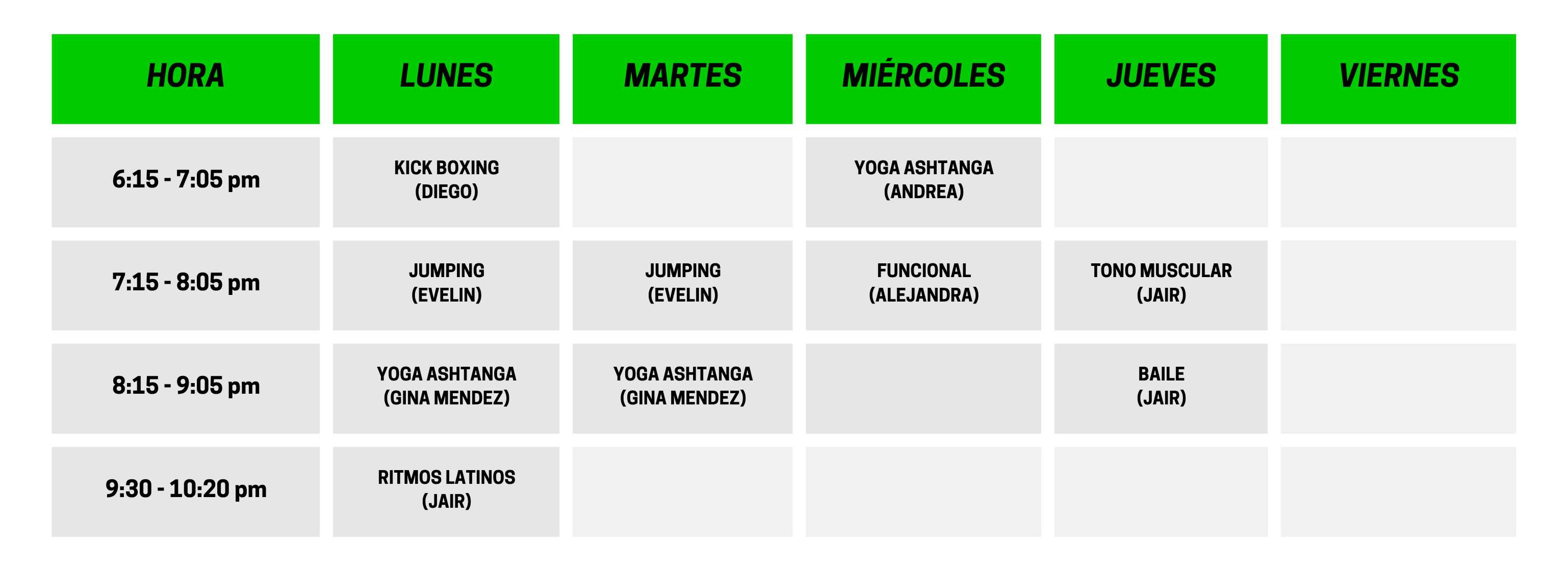 Clases - Green21 Fitness & Gym